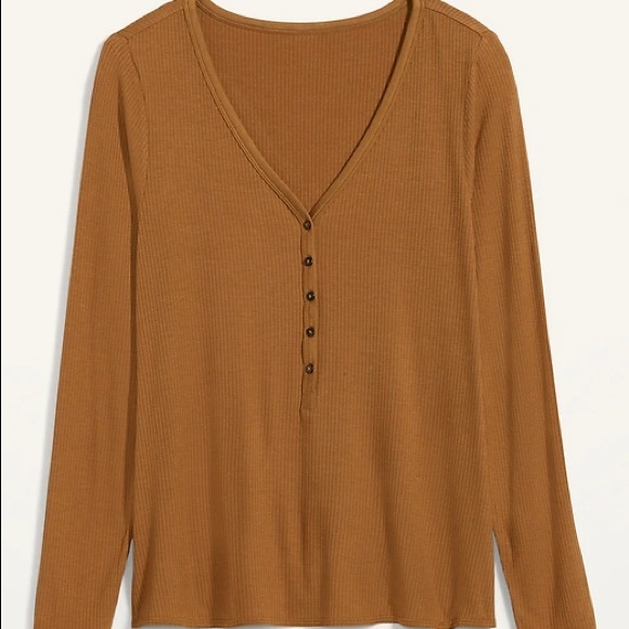 Tops - Ribbed Henley Long-Sleeved Shirt
